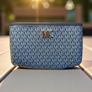 Michael Kors Blue Monogram BumBag with Gold Accent